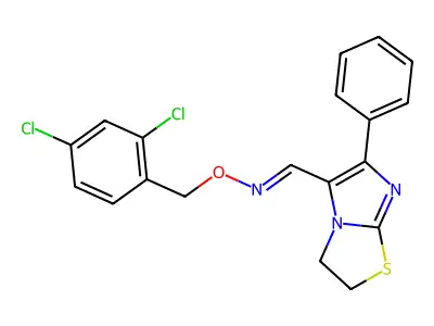 6-phenyl-2,3-dihydroimidazo[2,1-b][1,3]thiazole-5-carbaldehyde O-(2,4-dichlorobenzyl)oxime structure
