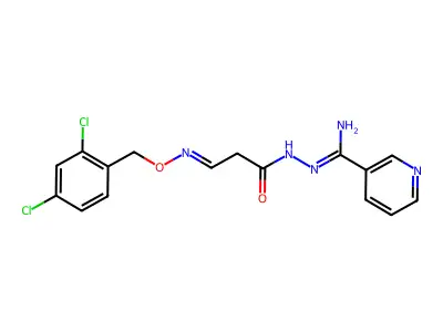 3-{[(2,4-dichlorobenzyl)oxy]imino}-N'-[imino(3-pyridinyl)methyl]propanohydrazide structure