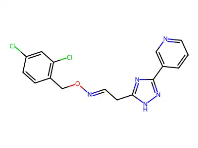 2-[3-(3-pyridinyl)-1H-1,2,4-triazol-5-yl]acetaldehyde O-(2,4-dichlorobenzyl)oxime structure