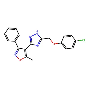 3-[(4-chlorophenoxy)methyl]-5-(5-methyl-3-phenyl-4-isoxazolyl)-4H-1,2,4-triazole structure