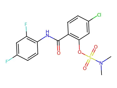 5-chloro-2-[(2,4-difluoroanilino)carbonyl]phenyl-N,N-dimethylsulfamate structure