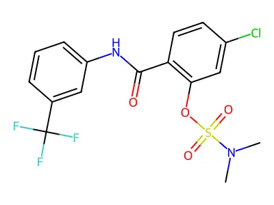 5-chloro-2-{[3-(trifluoromethyl)anilino]carbonyl}phenyl-N,N-dimethylsulfamate structure