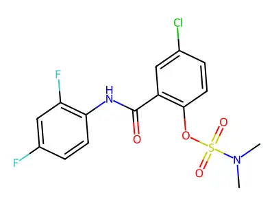 4-chloro-2-[(2,4-difluoroanilino)carbonyl]phenyl-N,N-dimethylsulfamate structure