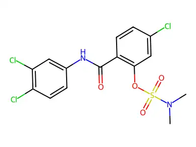 5-chloro-2-[(3,4-dichloroanilino)carbonyl]phenyl-N,N-dimethylsulfamate structure