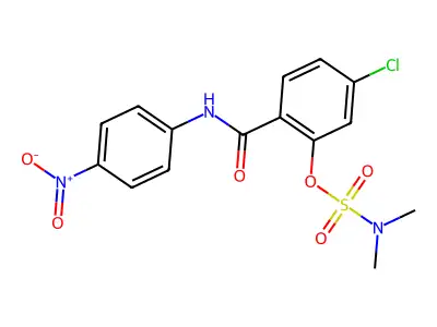 5-chloro-2-[(4-nitroanilino)carbonyl]phenyl-N,N-dimethylsulfamate structure