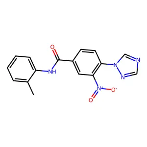 N-(2-methylphenyl)-3-nitro-4-(1H-1,2,4-triazol-1-yl)benzenecarboxamide structure