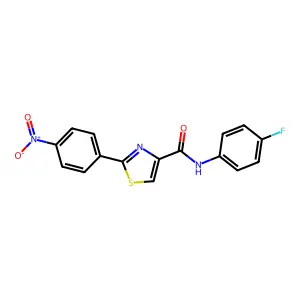 N-(4-fluorophenyl)-2-(4-nitrophenyl)-1,3-thiazole-4-carboxamide structure