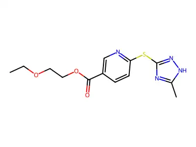 2-ethoxyethyl 6-[(5-methyl-1H-1,2,4-triazol-3-yl)sulfanyl]pyridine-3-carboxylate structure