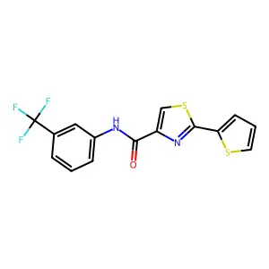 2-(2-thienyl)-N-[3-(trifluoromethyl)phenyl]-1,3-thiazole-4-carboxamide structure