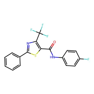 N-(4-fluorophenyl)-2-phenyl-4-(trifluoromethyl)-1,3-thiazole-5-carboxamide structure