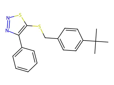 5-{[4-(Tert-butyl)benzyl]sulfanyl}-4-phenyl-1,2,3-thiadiazole structure