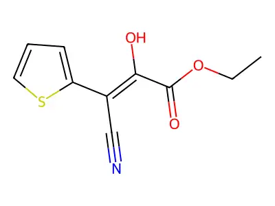 Ethyl 3-cyano-2-hydroxy-3-(thiophen-2-yl)prop-2-enoate structure