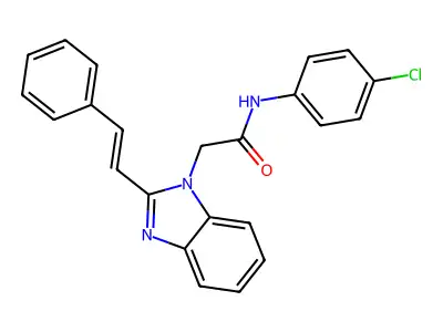 N-(4-chlorophenyl)-2-[2-(2-phenylethenyl)benzimidazol-1-yl]acetamide structure
