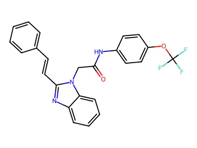 2-[2-(2-phenylethenyl)benzimidazol-1-yl]-N-[4-(trifluoromethoxy)phenyl]acetamide structure