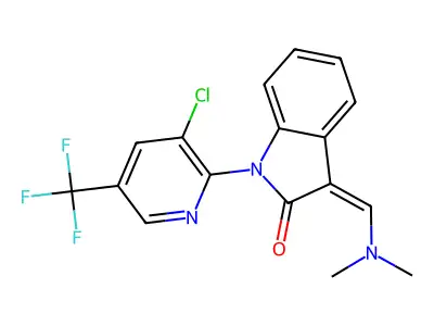 1-[3-chloro-5-(trifluoromethyl)pyridin-2-yl]-3-(dimethylaminomethylidene)indol-2-one structure