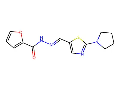 N-[(2-pyrrolidin-1-yl-1,3-thiazol-5-yl)methylideneamino]furan-2-carboxamide structure