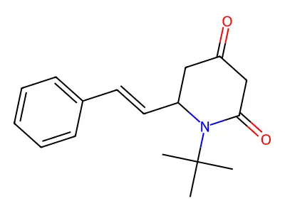 1-Tert-butyl-6-(2-phenylethenyl)piperidine-2,4-dione structure
