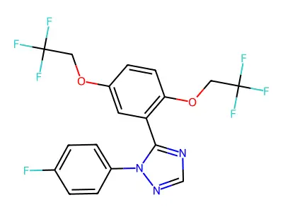 5-[2,5-bis(2,2,2-trifluoroethoxy)phenyl]-1-(4-fluorophenyl)-1H-1,2,4-triazole structure