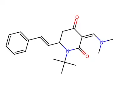 1-(tert-butyl)-3-[(dimethylamino)methylene]-6-styryldihydro-2,4(1H,3H)-pyridinedione structure