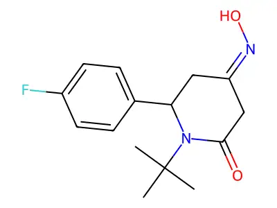 1-Tert-butyl-6-(4-fluorophenyl)-4-hydroxyiminopiperidin-2-one structure