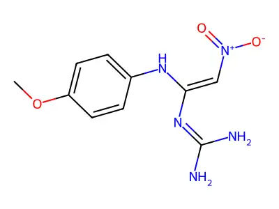 2-[1-(4-Methoxyanilino)-2-nitroethenyl]guanidine structure