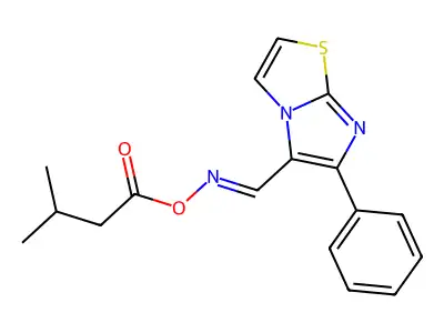 [(6-Phenylimidazo[2,1-b][1,3]thiazol-5-yl)methylideneamino] 3-methylbutanoate structure