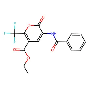 ethyl 3-benzamido-2-oxo-6-(trifluoromethyl)-2H-pyran-5-carboxylate structure