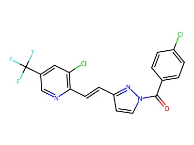 (4-chlorophenyl)-[3-[2-[3-chloro-5-(trifluoromethyl)pyridin-2-yl]ethenyl]pyrazol-1-yl]methanone structure
