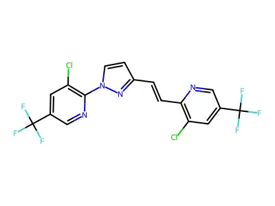 3-chloro-2-(3-{2-[3-chloro-5-(trifluoromethyl)-2-pyridinyl]vinyl}-1H-pyrazol-1-yl)-5-(trifluoromethyl)pyridine structure