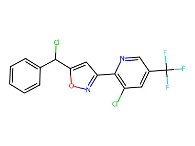 3-Chloro-2-{5-[chloro(phenyl)methyl]-3-isoxazolyl}-5-(trifluoromethyl)pyridine structure
