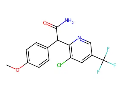 2-[3-Chloro-5-(trifluoromethyl)pyridin-2-yl]-2-(4-methoxyphenyl)acetamide structure