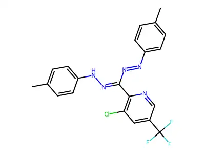 [3-chloro-5-(trifluoromethyl)-2-pyridinyl][(E)-2-(4-methylphenyl)diazenyl]methanone N-(4-methylphenyl)hydrazone structure