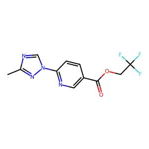 2,2,2-trifluoroethyl 6-(3-methyl-1H-1,2,4-triazol-1-yl)nicotinate structure