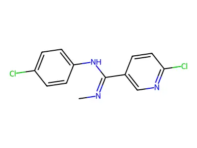 6-chloro-N-(4-chlorophenyl)-N'-methyl-3-pyridinecarboximidamide structure