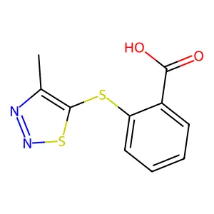 2-[(4-Methyl-1,2,3-thiadiazol-5-yl)sulfanyl]benzenecarboxylic acid structure
