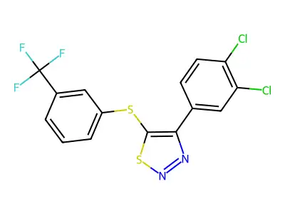 4-(3,4-Dichlorophenyl)-1,2,3-thiadiazol-5-yl 3-(trifluoromethyl)phenyl sulfide structure