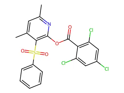 4,6-Dimethyl-3-(phenylsulfonyl)-2-pyridinyl 2,4,6-trichlorobenzenecarboxylate structure