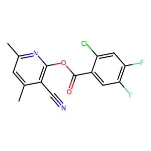 3-Cyano-4,6-dimethyl-2-pyridinyl 2-chloro-4,5-difluorobenzenecarboxylate structure