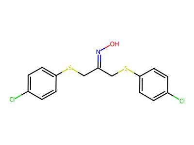 N-{1,3-bis[(4-chlorophenyl)sulfanyl]propan-2-ylidene}hydroxylamine structure