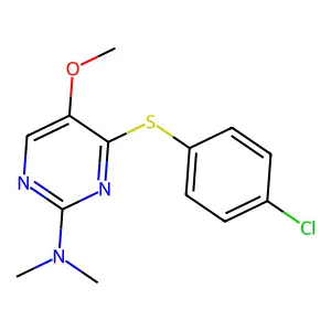 N-{4-[(4-chlorophenyl)sulfanyl]-5-methoxy-2-pyrimidinyl}-N,N-dimethylamine structure