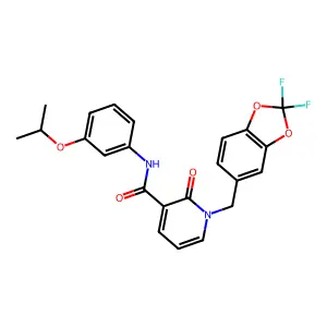 1-[(2,2-difluoro-1,3-benzodioxol-5-yl)methyl]-N-(3-isopropoxyphenyl)-2-oxo-1,2-dihydro-3-pyridinecarboxamide structure
