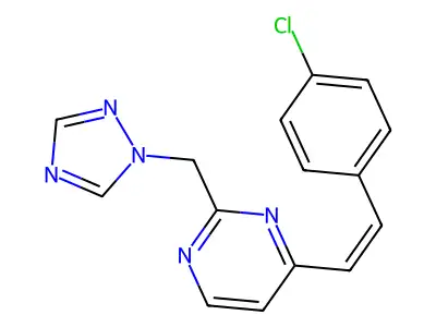 4-[2-(4-Chlorophenyl)ethenyl]-2-(1,2,4-triazol-1-ylmethyl)pyrimidine structure