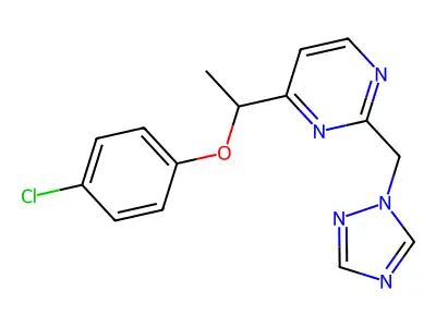 4-chlorophenyl 1-[2-(1H-1,2,4-triazol-1-ylmethyl)-4-pyrimidinyl]ethyl ether structure