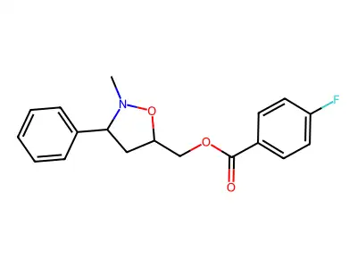 (2-Methyl-3-phenyltetrahydro-5-isoxazolyl)methyl 4-fluorobenzenecarboxylate structure