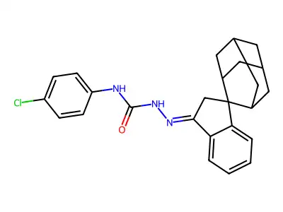 1-(4-chlorophenyl)-3-(spiro[2H-indene-3,2'-adamantane]-1-ylideneamino)urea structure