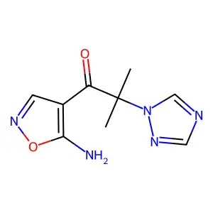 1-(5-amino-4-isoxazolyl)-2-methyl-2-(1H-1,2,4-triazol-1-yl)-1-propanone structure