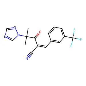2-[2-methyl-2-(1H-1,2,4-triazol-1-yl)propanoyl]-3-[3-(trifluoromethyl)phenyl]acrylonitrile structure