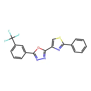 2-(2-Phenyl-1,3-thiazol-4-yl)-5-[3-(trifluoromethyl)phenyl]-1,3,4-oxadiazole structure