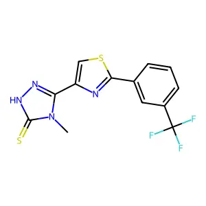 4-methyl-5-{2-[3-(trifluoromethyl)phenyl]-1,3-thiazol-4-yl}-4H-1,2,4-triazole-3-thiol structure