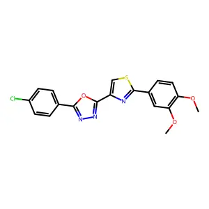 2-(4-Chlorophenyl)-5-[2-(3,4-dimethoxyphenyl)-1,3-thiazol-4-yl]-1,3,4-oxadiazole structure